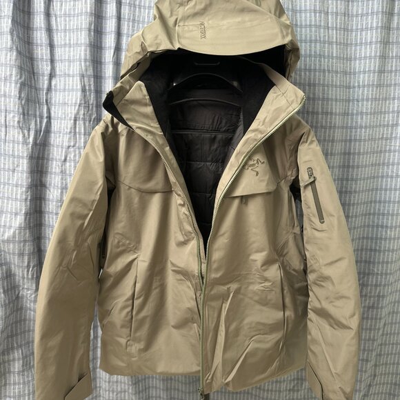 Men's Down Arcteryx Logo Waterproof Warm Hooded Puffer Jacket Size L - Picture 2 of 11